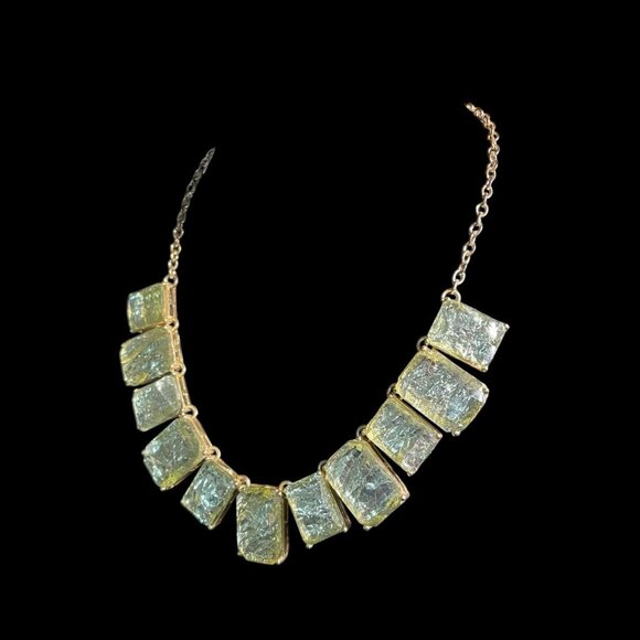 Statement Necklace Light Green Glass Crystals Chunky Chic Handmade Elegant Gift - Picture 5 of 7
